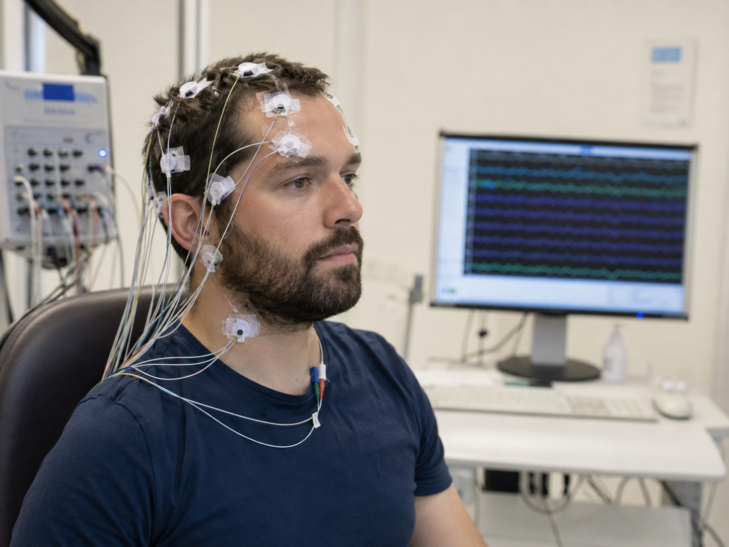 Patient undergoing EEG brain activity monitoring